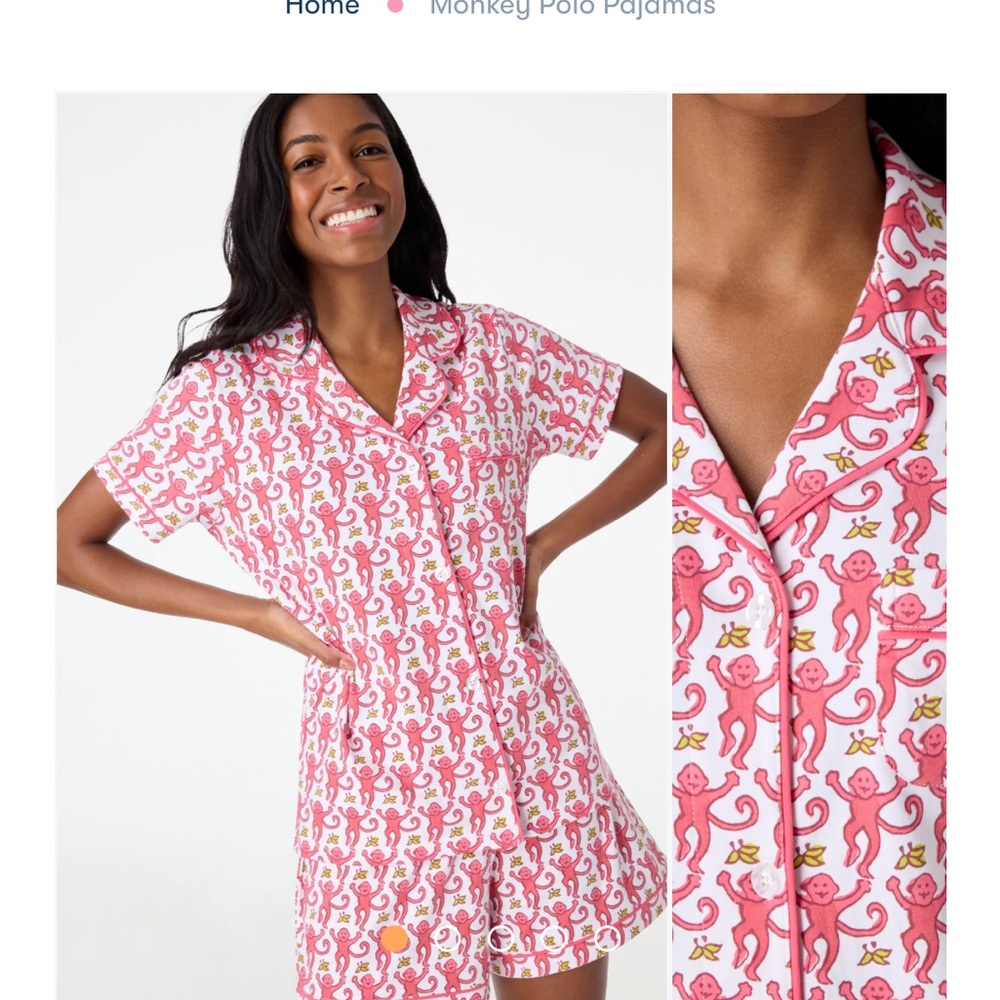 Brand new in plastic with tags small roller rabbit monkey polo pajama set pink